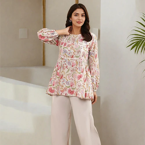 Ladies Top Cotton Printed Set