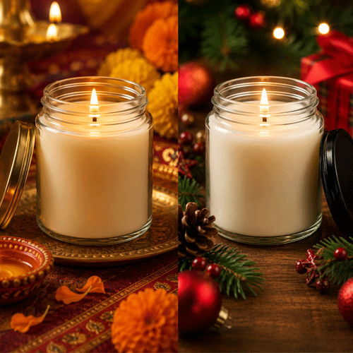 Diwali And Christmas Candles