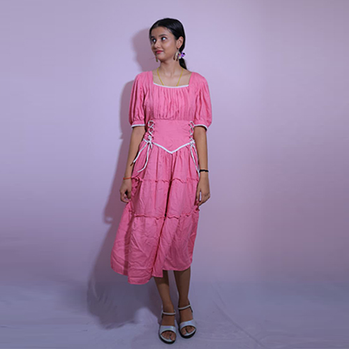 Women's Midi Dress(Pink colour)