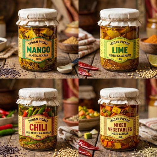 Indian Pickles (Mango, Lime, Chili, Mixed)